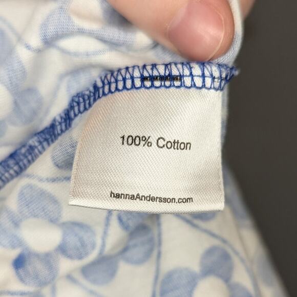 Hanna Andersson Blue & White Geometric Floral Print Racer Back Dress Size 130/8 - Picture 8 of 11
